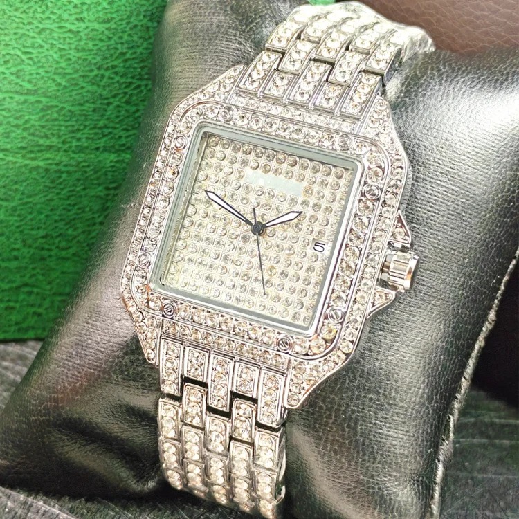 欧美嘻哈手表 石英手表 时尚满钻方形表 男士手表 luxury watch product image