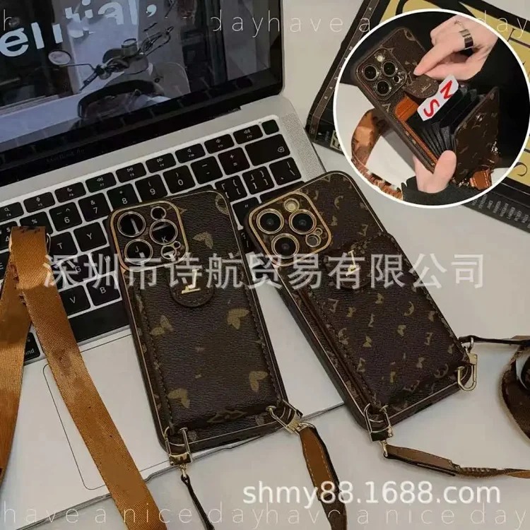 新款电镀潮牌适用苹果15手机壳ihone16promax高级感14皮质插卡13