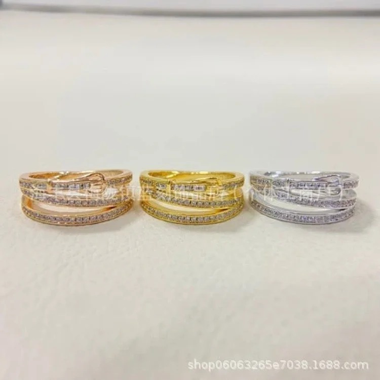 Aijia New Belt Buckle Seiko Super Flash Ring Women s Double Circle Niche Design Light Luxurious Temperament Simple Couple s Finger