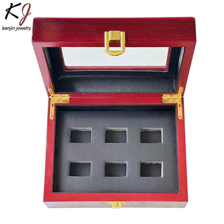 Jewelry Box Packaging Wooden Box Porous Champion Ring Set Box Ring Jewelry Box Wholesale Factory Direct Sales