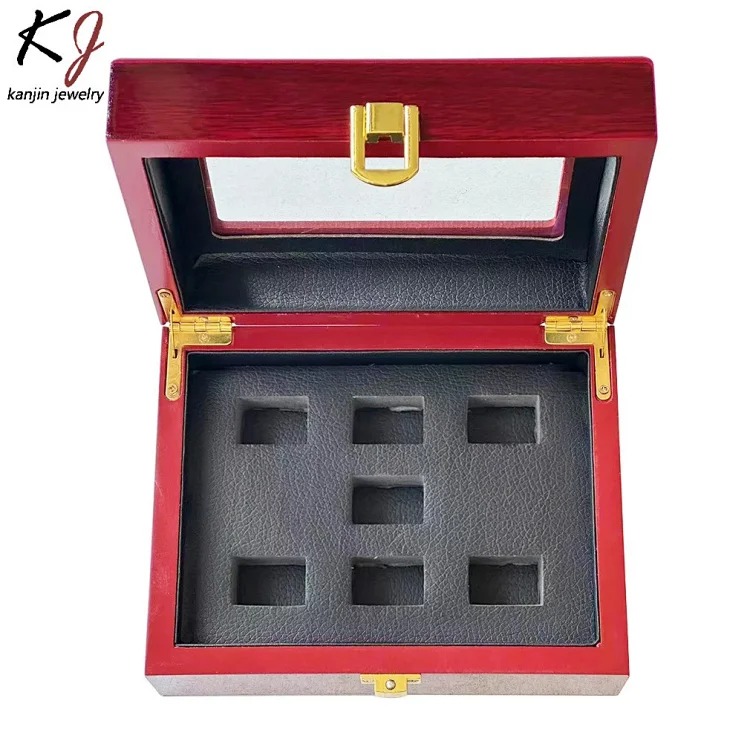 Jewelry Box Packaging Wooden Box Porous Champion Ring Set Box Ring Jewelry Box Wholesale Factory Direct Sales