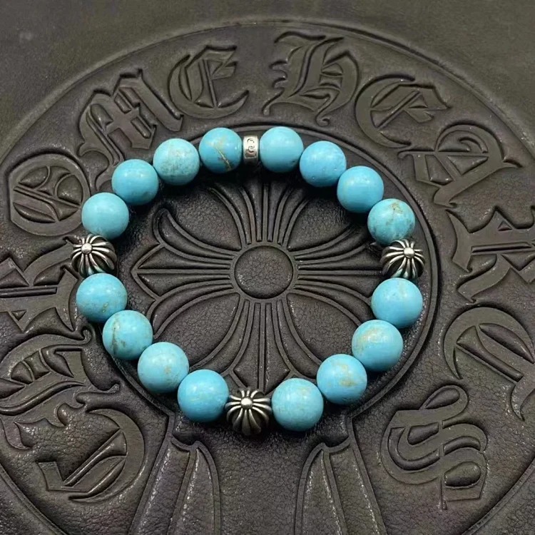 Chrome Hearts Vintage Unisex Obsidian Turquoise Bracelet