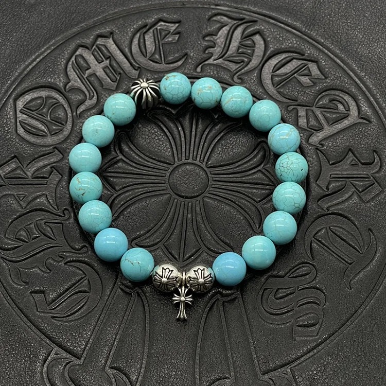 Chrome Hearts Vintage Unisex Obsidian Turquoise Bracelet