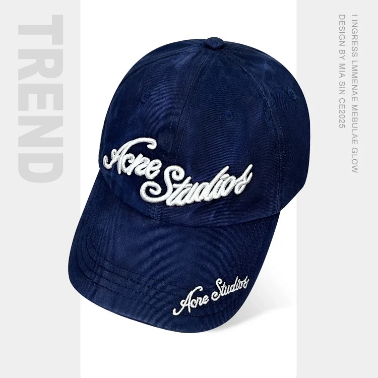 Heavy-duty embroidered letter distressed washed baseball cap