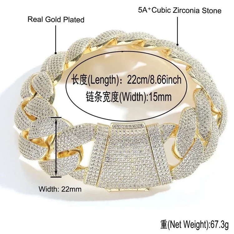 5ACubic Zirconia Stone Diamond Bracelet Hip-Hop Jewelry