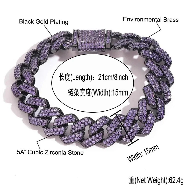 5ACubic Zirconia Stone Diamond Bracelet Hip-Hop Jewelry