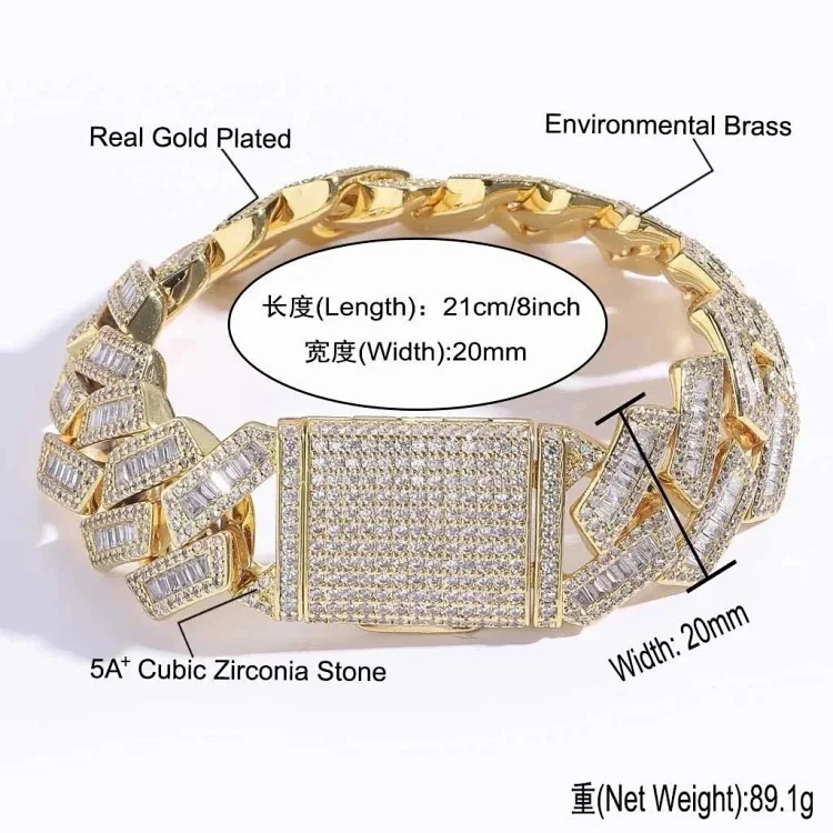 5ACubic Zirconia Stone Diamond Bracelet Hip-Hop Jewelry