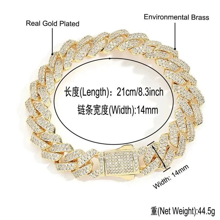 5ACubic Zirconia Stone Diamond Bracelet Hip-Hop Jewelry