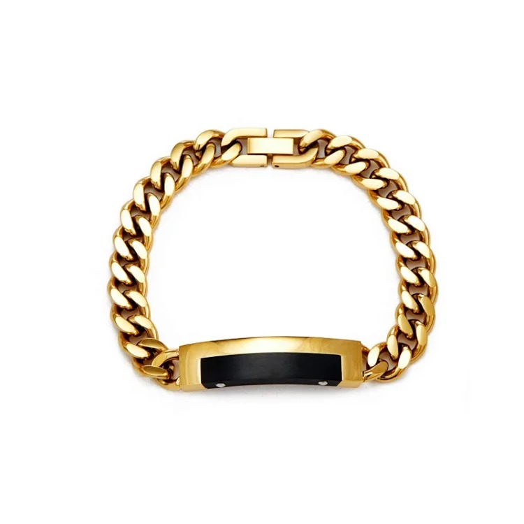 Cross-border European and American metal stainless steel butterfly buckle curved bracelet women's thick Cuban chain foreign trade supply wholesale