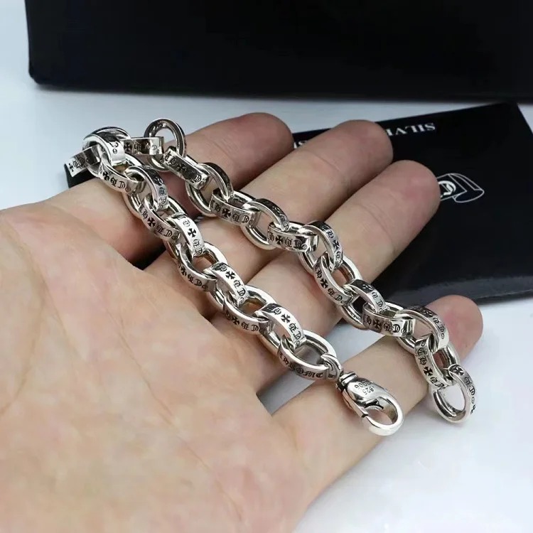 Crowe retro thick letter bracelet dice scout flower cross flower ball full flower gold bracelet same style for men and women