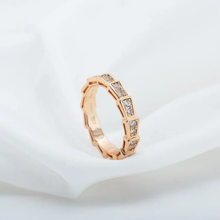 Baojia High V Gold Snake Bone Ring Female Snake Bone Micro-Inlaid Mother-of-Agate Couple Fashion Ring Direct Sales Wholesale