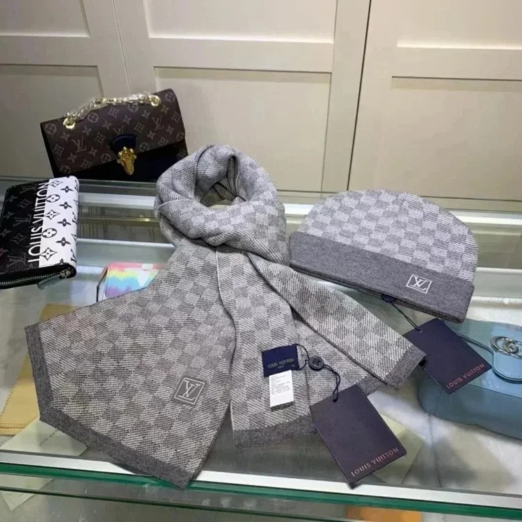 Versatile fashion trendy scarf and hat two-piece set ( )