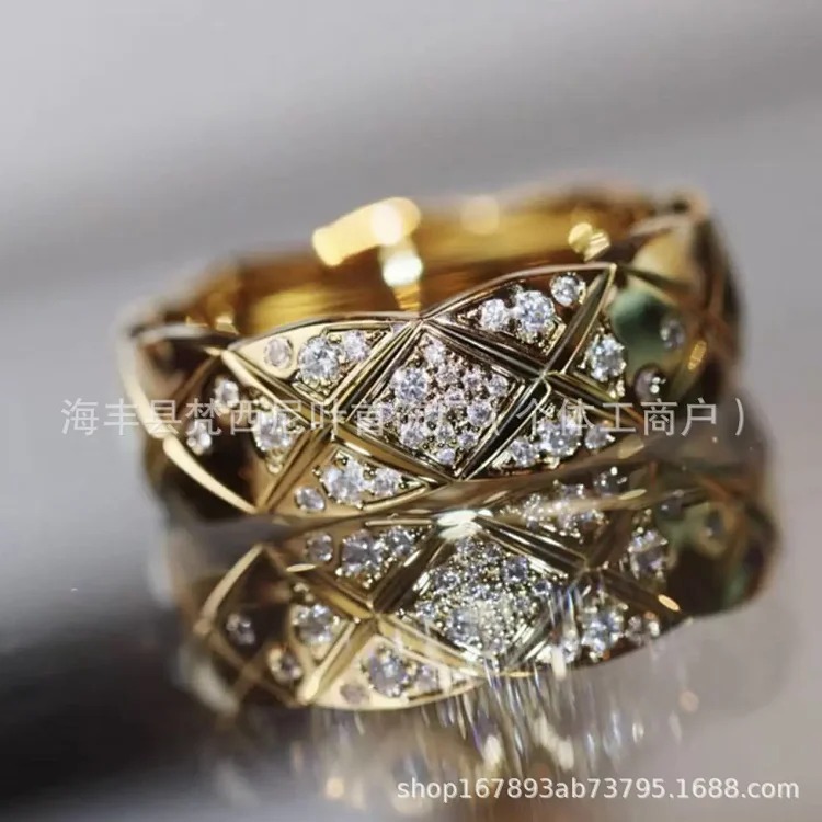 High V gold coco diamond ring diamond diamond ring sterling silver 18k rose gold source factory direct sales