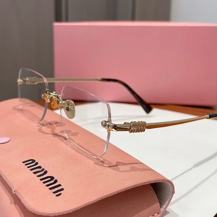 Miao series SMU B50S rimless glasses frame, fashionable and versatile plain mirrors, casual optical myopia glasses, can be equipped with myopia glasses