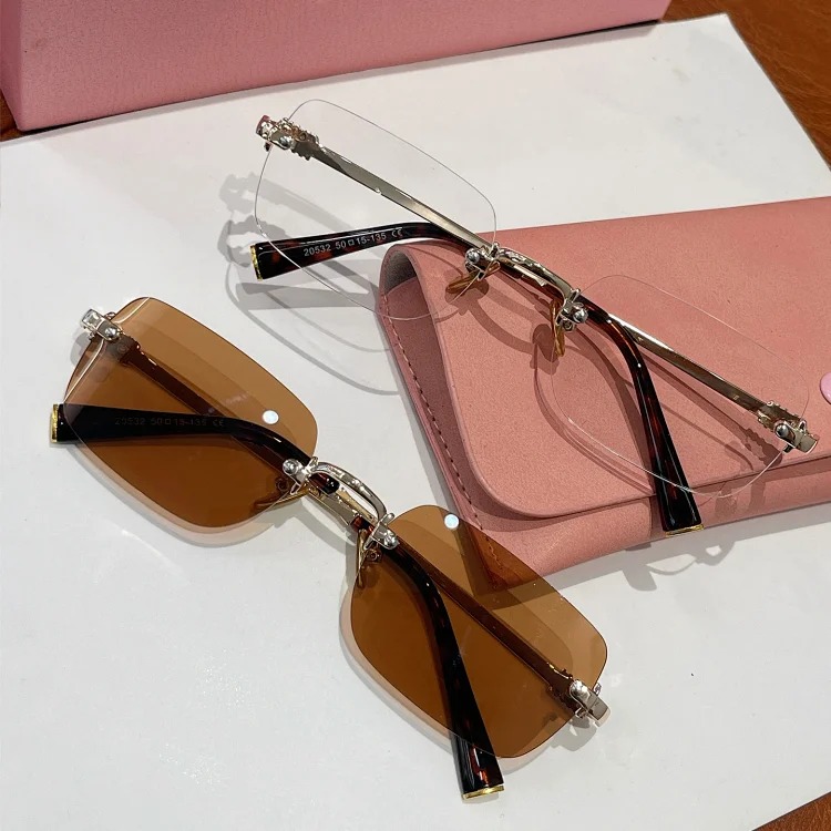 Miao series SMU B50S rimless glasses frame, fashionable and versatile plain mirrors, casual optical myopia glasses, can be equipped with myopia glasses