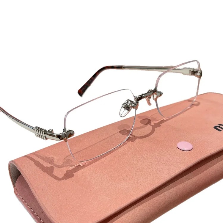 Miao series SMU B50S rimless glasses frame, fashionable and versatile plain mirrors, casual optical myopia glasses, can be equipped with myopia glasses
