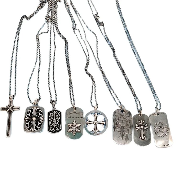 ch Crow cross necklace old retro s925 square brand dark magic sword six-pointed star pendant men's and women's necklace
