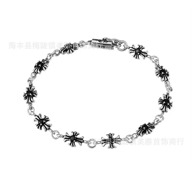 Crowe retro cross thin letter bracelet cross flower ball TINY E full flower jewelry with diamond gold bracelet