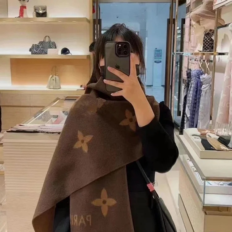 Letter scarf women s imitation cashmere scarf tassel double-sided shawl warm scarf versatile