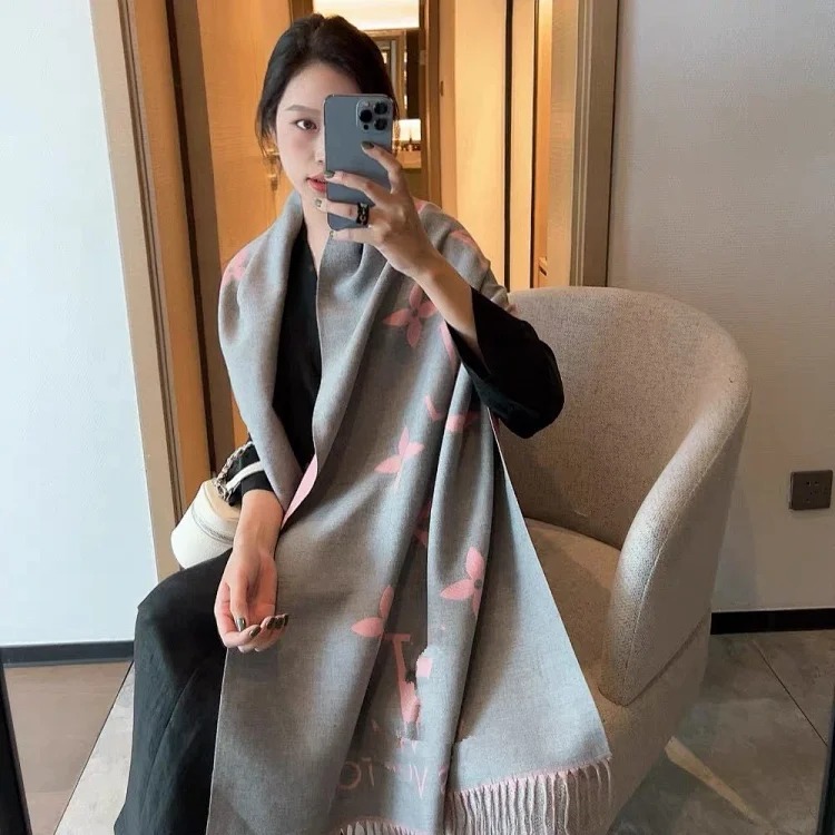 Letter scarf women s imitation cashmere scarf tassel double-sided shawl warm scarf versatile