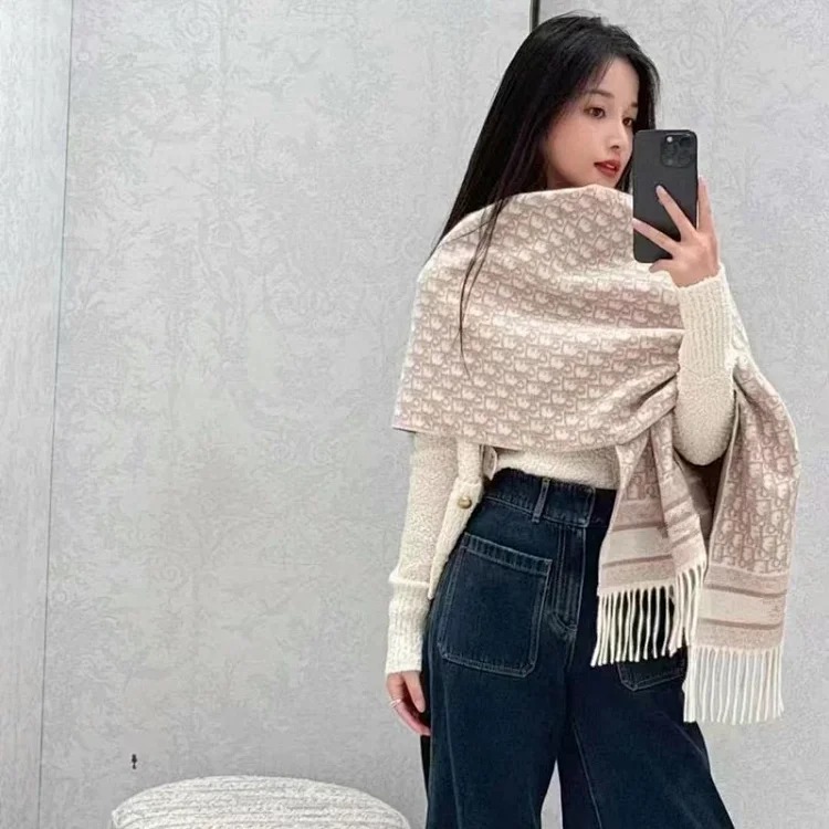 Letter scarf women s imitation cashmere scarf tassel double-sided shawl warm scarf versatile