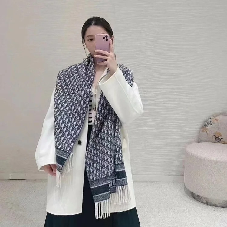 Letter scarf women s imitation cashmere scarf tassel double-sided shawl warm scarf versatile