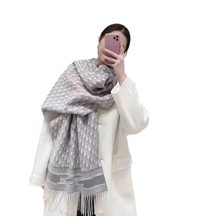 Letter scarf women s imitation cashmere scarf tassel double-sided shawl warm scarf versatile