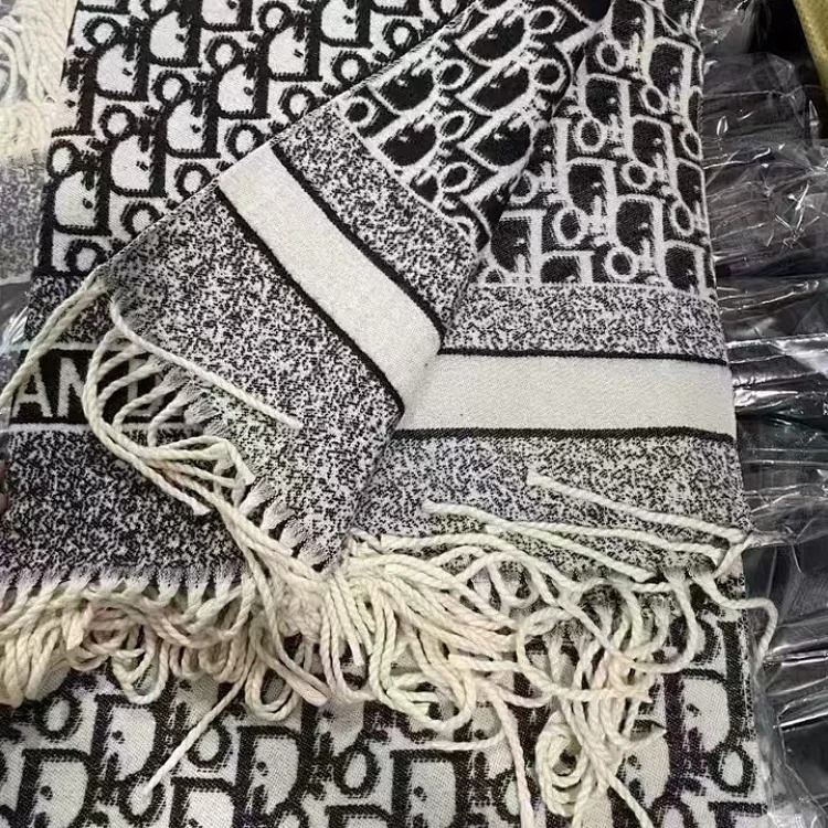 Letter scarf women s imitation cashmere scarf tassel double-sided shawl warm scarf versatile