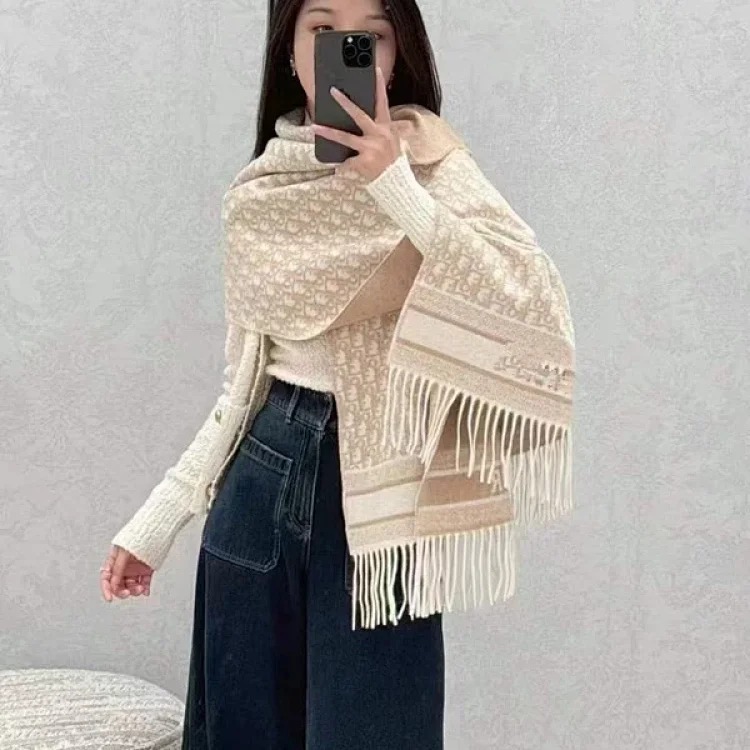 Letter scarf women s imitation cashmere scarf tassel double-sided shawl warm scarf versatile