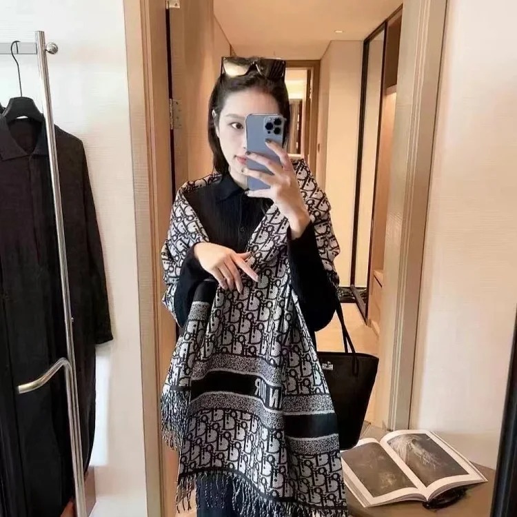 Letter scarf women s imitation cashmere scarf tassel double-sided shawl warm scarf versatile